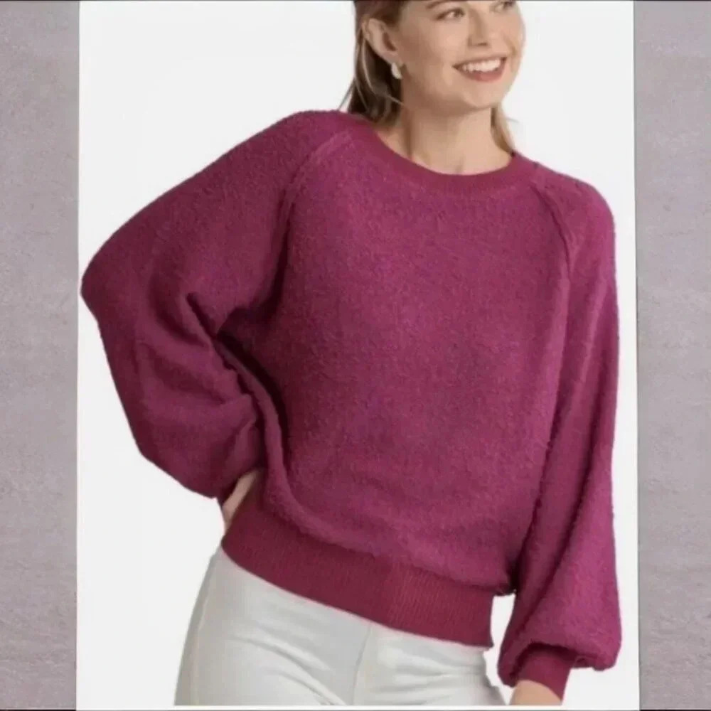 Umgee Slubknit Lavender Textured Sweater, Large